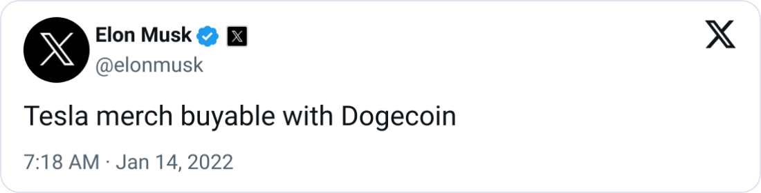 Tweet by Elon Musk - the timezone is CET.